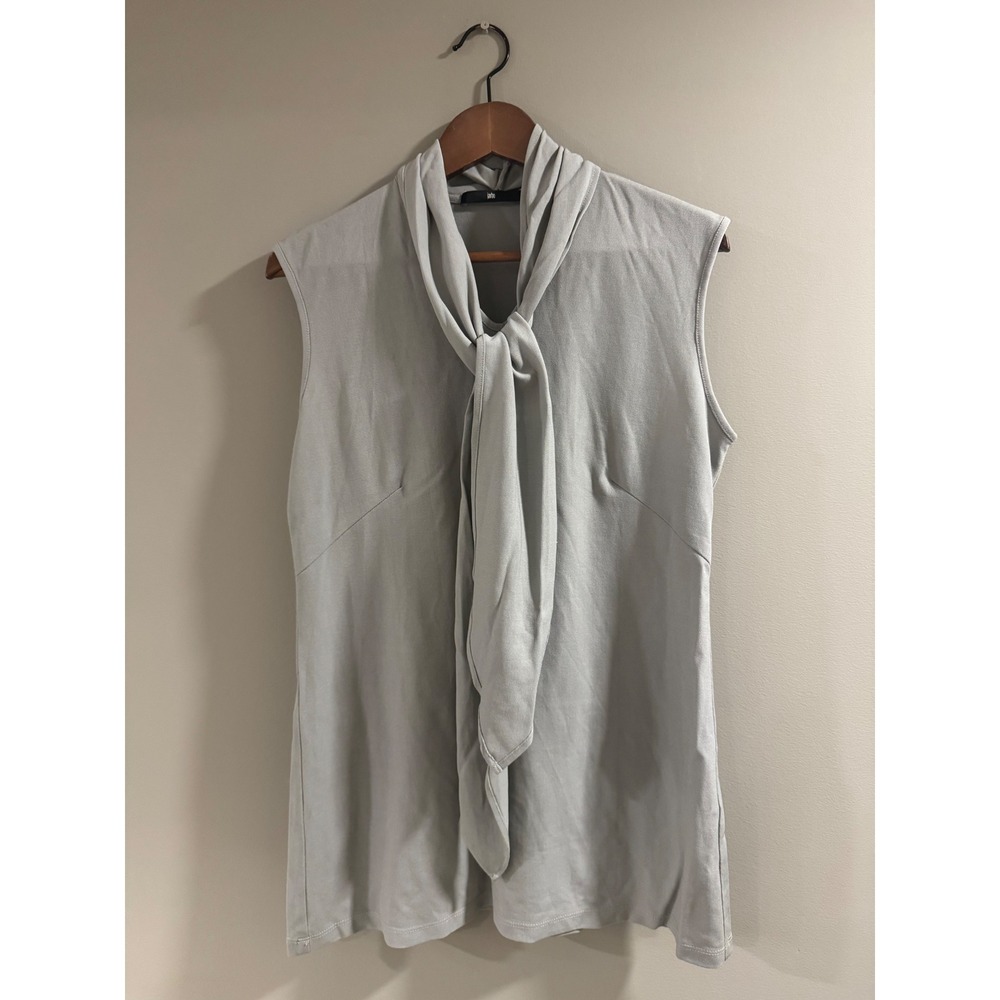 Jarbo Blouse Sleeveless Tie Neck Size 38 Gray Women's Seattle Minimalist Luxury